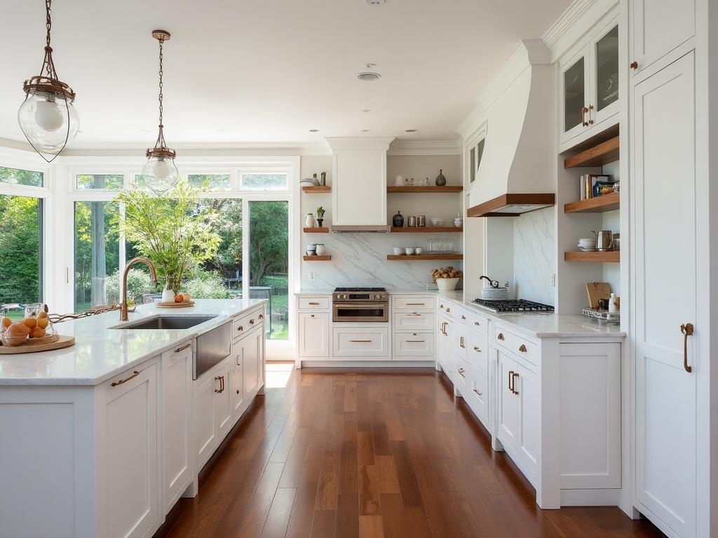 Hamptons Style Family Home designer kitchen with marble benchtops