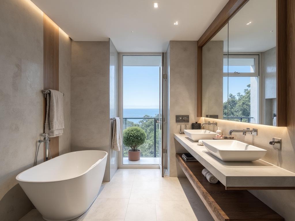 Modern Townhouse Retreat designer bathroom with premium finishes