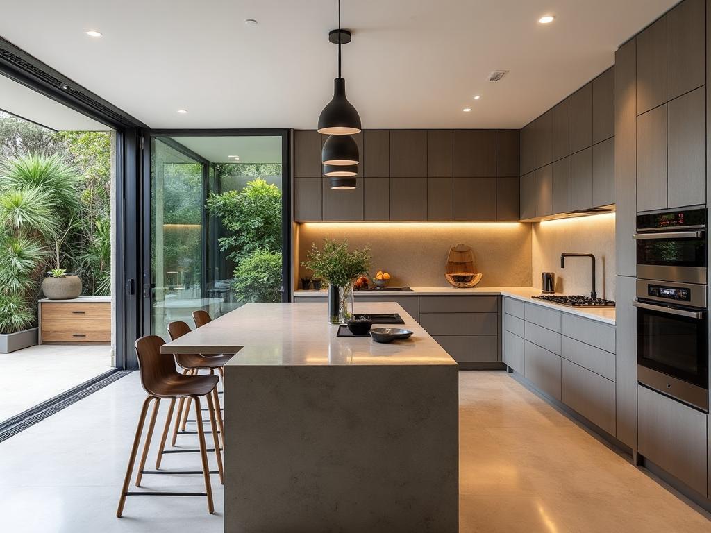 Modern Townhouse Retreat kitchen with stone benchtops